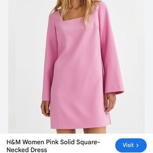 H&M Women's Pink Square-Neck Dress Size Small